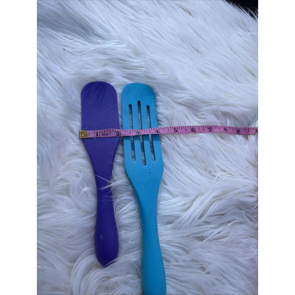 Mad Hungry 2 piece Multi-Use Silicone Spurtle Set Aqua Blue, Purple Jar Scraper